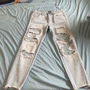 Lightly colored ripped jeans